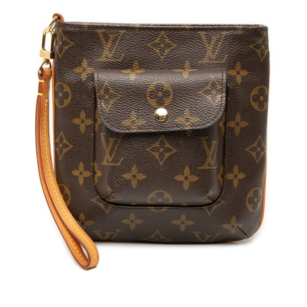 LOUIS VUITTON Authentic Brown Monogram Leather Pouch